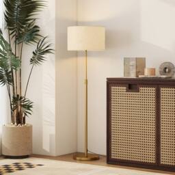 Wyld Haus Mava Adjustable Gold Tone Floor Lamp with Linen Shade Dimmable LED - thumbnail 9