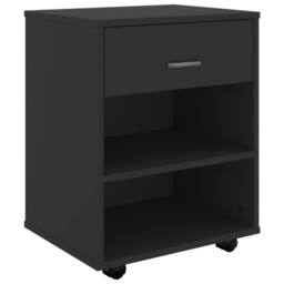 Berkfield Home Rolling Cabinet Black 46x36x59 cm Engineered Wood - Size: 46 x 36 x 59 cm - thumbnail 3