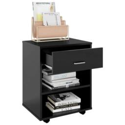 Berkfield Home Rolling Cabinet Black 46x36x59 cm Engineered Wood - Size: 46 x 36 x 59 cm - thumbnail 7