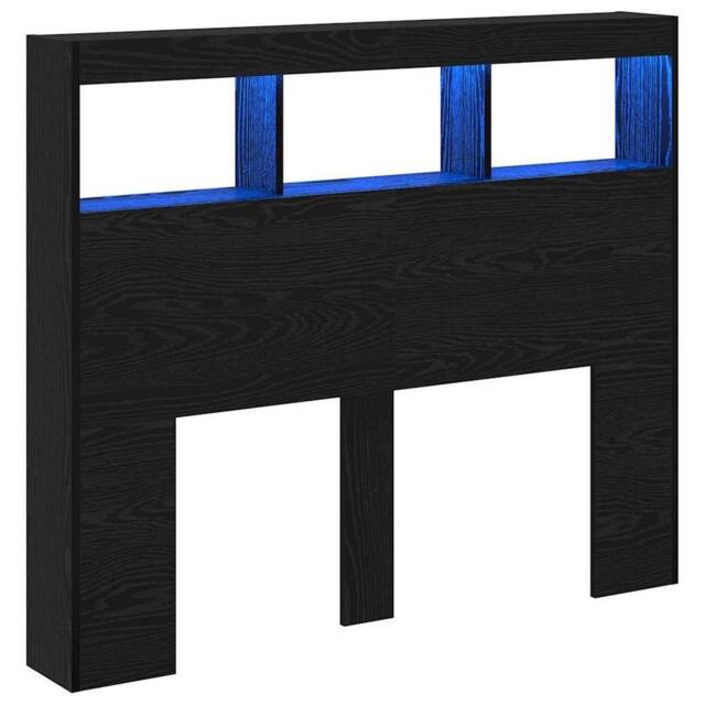 Berkfield Home Black Oak Headboard Black Oak Engineered Wood 120 x 17 x 102 cm - image 1