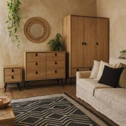 Wyld Haus Juno Natural Oak Bedroom Set 3 Door Wardrobe 3 Drawers