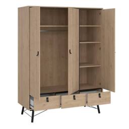 Wyld Haus Juno Natural Oak Bedroom Set 3 Door Wardrobe 3 Drawers - thumbnail 4