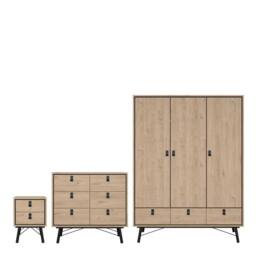 Wyld Haus Juno Natural Oak Bedroom Set 3 Door Wardrobe 3 Drawers - thumbnail 2