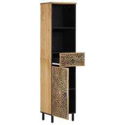 Berkfield Home Bathroom Cabinet 38x33x160 cm Solid Wood Mango in Brown - Size: 38 x 33 x 160 cm - thumbnail 2