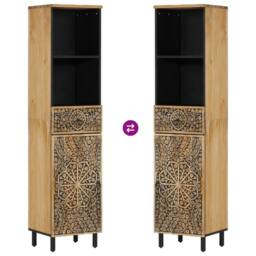 Berkfield Home Bathroom Cabinet 38x33x160 cm Solid Wood Mango in Brown - Size: 38 x 33 x 160 cm - thumbnail 6
