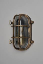 BHS Lighting Mika Caged Oval Outdoor Wall Light in Gold - thumbnail 2