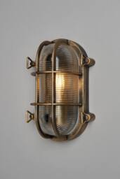 BHS Lighting Mika Caged Oval Outdoor Wall Light in Gold - thumbnail 1