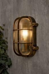 BHS Lighting Mika Caged Oval Outdoor Wall Light in Gold - thumbnail 4