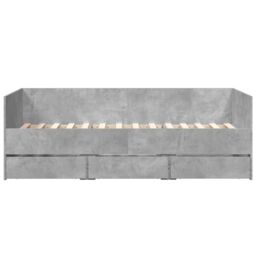 Berkfield Home Daybed with Drawers without Mattress Concrete Grey 90x190 cm Single - thumbnail 4
