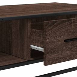 Berkfield Home Coffee Table Brown Oak 100x57x35 cm Engineered Wood & Metal - Size: 100 x 57 x 35 cm - thumbnail 9