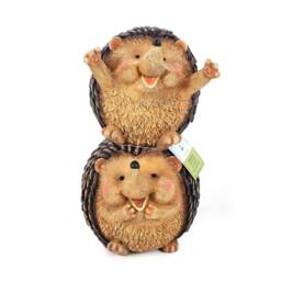 Voltico Mummy & Baby Hedgehog Garden Ornament 30x16x16cm in Brown - Size: 30 x 16 x 16 cm - thumbnail 2