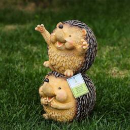 Voltico Mummy & Baby Hedgehog Garden Ornament 30x16x16cm in Brown - Size: 30 x 16 x 16 cm - thumbnail 1