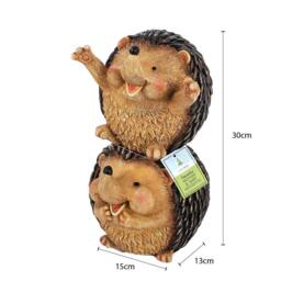 Voltico Mummy & Baby Hedgehog Garden Ornament 30x16x16cm in Brown - Size: 30 x 16 x 16 cm - thumbnail 4