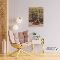 "Artery8 Candlestick Vase Mask Still Life Canvas Wall Art Print Schiele in Brown - Size: W18"" x H24""" - thumbnail 3
