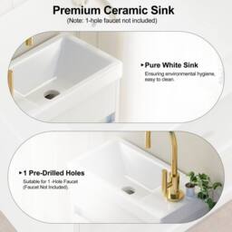 KEEPREAPER Sleek Bathroom Vanity Unit with Ceramic Sink 2 Storage Compartments in White - thumbnail 5