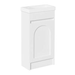 KEEPREAPER Sleek Bathroom Vanity Unit with Ceramic Sink 2 Storage Compartments in White - thumbnail 7