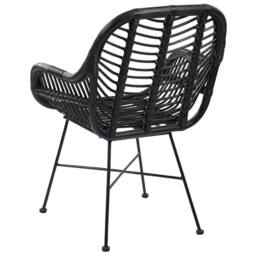Wyld and Coco Black Rattan Armchair Wicker Detailing Black Metal Legs W64 x D62cm - thumbnail 3