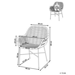 Wyld and Coco Black Rattan Armchair Wicker Detailing Black Metal Legs W64 x D62cm - thumbnail 4