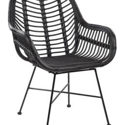 Wyld and Coco Black Rattan Armchair Wicker Detailing Black Metal Legs W64 x D62cm - thumbnail 2