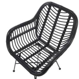 Wyld and Coco Black Rattan Armchair Wicker Detailing Black Metal Legs W64 x D62cm - thumbnail 6