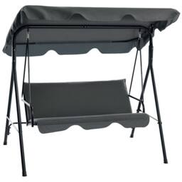 OUTSUNNY Outdoor Metal Hammock Swing Chair 3-Seater Patio Bench Garden in Grey - thumbnail 2