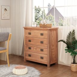 Cabinet Bits Padua 4 Drawer Chest of Drawers Bras Drop Handle in Brown - thumbnail 1