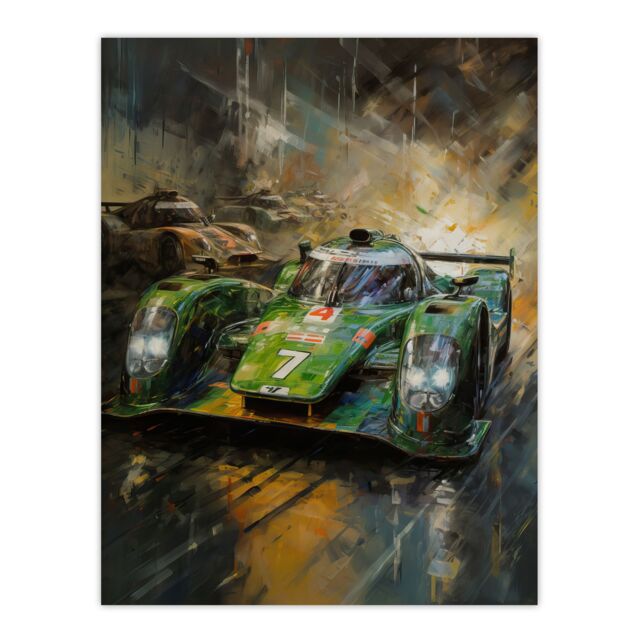 "Artery8 Wall Art Print Futuristic Motorsport F1 Car British Racing Green Concept Sports Car Artwork Man Cave Poster - Size: W24"" x H32""" - image 1
