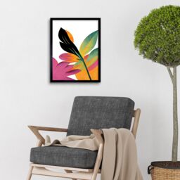 "Artery8 Wall Art Print Modern Abstract Tropical Vibrant Leaves Botanical Painting Art Framed in Black - Size: W12"" x H16""" - thumbnail 2
