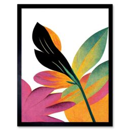 "Artery8 Wall Art Print Modern Abstract Tropical Vibrant Leaves Botanical Painting Art Framed in Black - Size: W12"" x H16""" - thumbnail 1