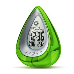 Smart Living Water Powered Multi Function Digital Battery-Free Drop Shape Desk Clock in Green - thumbnail 2