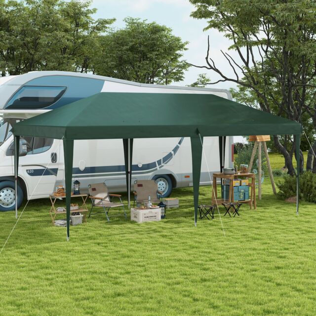 OUTSUNNY 6 x 3(m) Pop Up Gazebo Patio Party Event Heavy Duty Canopy Green