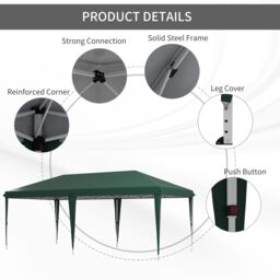 OUTSUNNY 6 x 3(m) Pop Up Gazebo Patio Party Event Heavy Duty Canopy Green - thumbnail 6