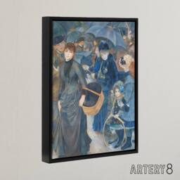 "Artery8 The Umbrellas Oil Painting Renoir Vintage Black Framed Canvas Wall Art in Blue - Size: W12"" x H16""" - thumbnail 2