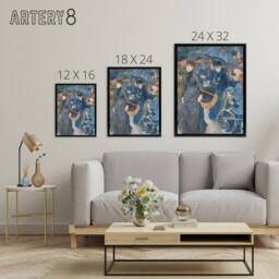 "Artery8 The Umbrellas Oil Painting Renoir Vintage Black Framed Canvas Wall Art in Blue - Size: W12"" x H16""" - thumbnail 4