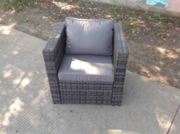 Fimous Lounge Rattan Corner Sofa Set Outdoor Garden Furniture Rectangular Dining Table Chair in Dark Grey - thumbnail 4