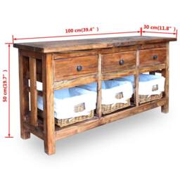 Berkfield Home Sideboard Solid Reclaimed Wood 100x30x50 cm in Brown - Size: 100 x 30 x 50 cm - thumbnail 6