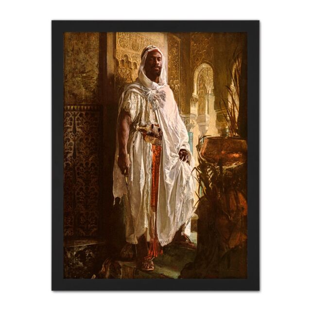 "Artery8 Wall Art Print Charlemont The Moorish Chief Large Framed Wall Décor Art in Light Oak - Size: W18"" x H24""" - image 1