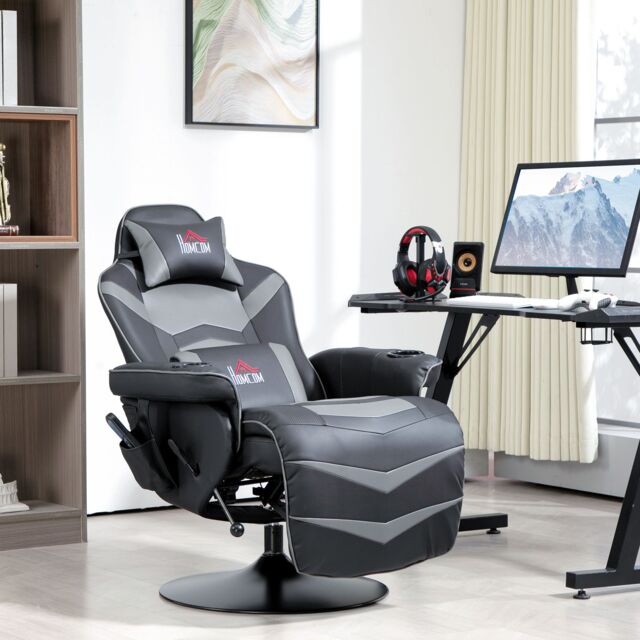 HOMCOM Massage Recliner Chair with Remote, PU Leather Recliner Armchair Grey - image 1