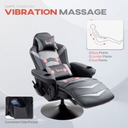 HOMCOM Massage Recliner Chair with Remote, PU Leather Recliner Armchair Grey - thumbnail 4