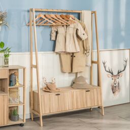 Nordlys Entryway Solid Wood Coat Rack in Light Brown - thumbnail 2