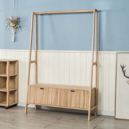 Nordlys Entryway Solid Wood Coat Rack in Light Brown - thumbnail 4