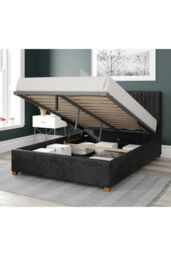 Aspire Grant Upholstered Ottoman Storage Bed, Mirazzi Velvet Fabric in Black - Size: Single - thumbnail 2
