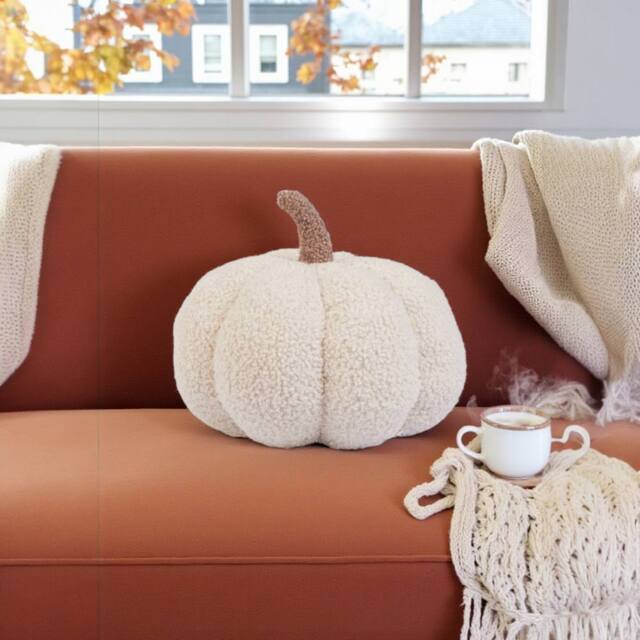 Garden Greatness Harvest Autumnal Pumpkin Cushion in White - Size: 1 Pack
