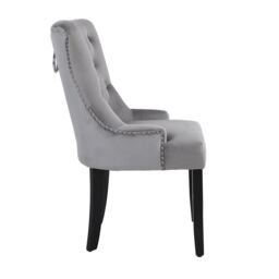 Neo Set of Two Studded Velvet Dining Chair with Ring Knocker Detail in Dark Grey - thumbnail 3