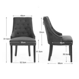 Neo Set of Two Studded Velvet Dining Chair with Ring Knocker Detail in Dark Grey - thumbnail 6