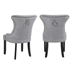 Neo Set of Two Studded Velvet Dining Chair with Ring Knocker Detail in Dark Grey - thumbnail 5