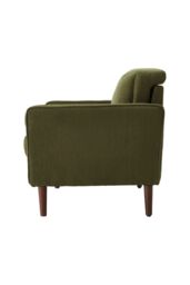 Living and Home Green Corduroy Upholstered Single Sofa Armchair - thumbnail 5