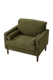 Living and Home Green Corduroy Upholstered Single Sofa Armchair - thumbnail 2