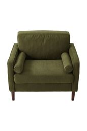 Living and Home Green Corduroy Upholstered Single Sofa Armchair - thumbnail 4