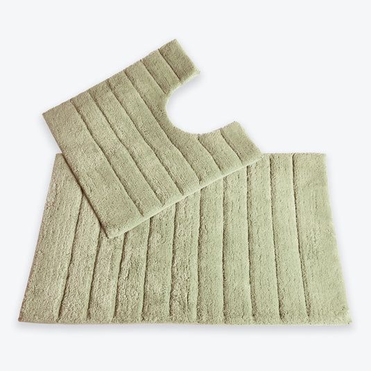 Allure Bath Fashions Ribbed Two Piece Bath Mat & Toilet Mat Set in Light Green - image 1
